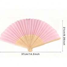 1/20pcs Exquisite Fan Set, Includes Thank You Card And Gift Bag, Bride Bamboo Handheld Folding Fan, Suitable As Bridesmaid Gift And Wedding Decoration, Perfect For Parties And Events, Also A Perfect Summer Accessory - Pink - View 8