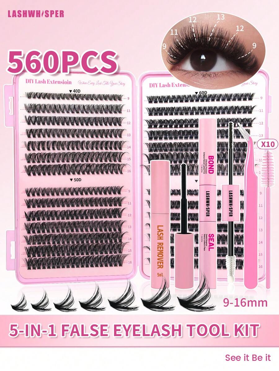 Dense 30D-100D Single Cluster False Eyelash Set, Includes Eyelash Tweezers And Eyelash Brush, D Curl Soft Lashes, Create Dramatic Eye Makeup - Multicolor - View 1
