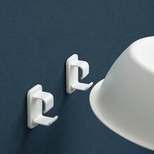 2pcs Toilet Basin Storage Hooks, White Storage Rack, Multi-Functional Basin Hooks, Wall-Mounted Home Organizer, Adhesive Basin Hooks, Kitchen Supplies, Practical Hooks - White - View 5
