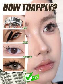 112 Row Fox Cat Eye Cluster False Eyelashes Create Cartoon Style, Left And Right Single False Eyelashes, Thin And Lightweight, Can DIY Eyelash Extensions, Suitable For Home Parties, Valentine's Day, Travel, Photography, Holiday Makeup - View 6