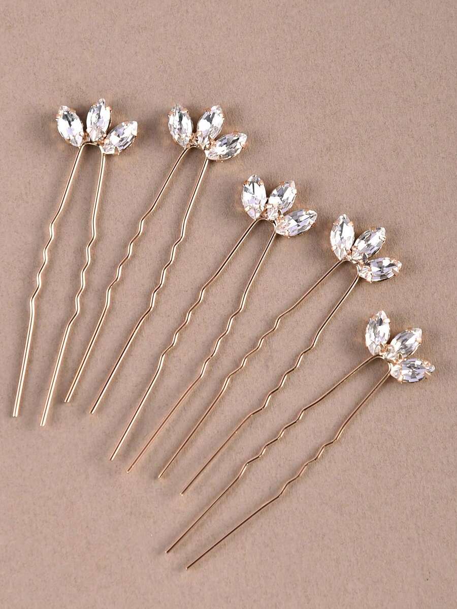 5PCS Elegant Plant Iron Hair Sticks Bridal Wedding Hair Accessories All Seasons - Color - View 1