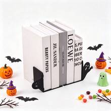 1set Spooky Ghost Shaped Bookends For Shelves, 3D-Printed Decorative Book Ends, Creative Halloween Ghost Book Stoppers For Home & Office Desk, Bookshelf Decor, Home Office Decor, Halloween Ornament - Book Stand - View 4