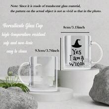 1pc Yes I Am A Witch Glass Mug - Clear Transparent Halloween Witch Hat Coffee Cup, Spooky Novelty Gift - Multicolor - View 6