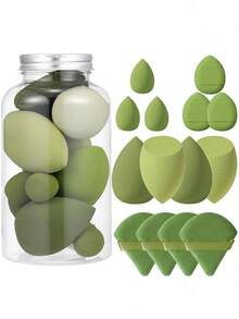 14pcs Makeup Sponge Set With Storage Jar, Suitable For Liquid Foundation, Makeup Sponge Finger Covers, Dry And Wet Dual-Use Foundation Makeup Puff - Multicolor - View 6