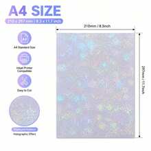 10/20/50 Sheets A4 Size 8.3x11.7 Inch Holographic Sticker Paper - Cold Laminate PVC Self-Adhesive Film, Fireworks Effect, Suitable For Crafts, Scrapbooking, Gift Wrapping And Party Decoration, Scrapbooking Supplies | Decorative Overlay | Rainbow Color - Fireworks Style - View 8