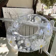 1pc Inflatable Daisy Flower Swimming Ring, Water Play, Beach Essentials, Beach Accessories, Pool Float, Pool Inflatable - Daisy - View 5