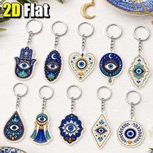 2D Flat, 10pcs Evil Eye Acrylic Keychains, Turkish Amulet, Blue Eye & Hamsa Hand Design Pendant, For Backpack/Bag Key Hook, Lucky Charm Gift, Ideal Gift For Bohemian Style Enthusiasts, Suitable For Home - View 11