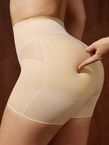1pc Women Waist Shaper Butt Padded Lift Hip Enhancer Pants, Sculpting Slimming Shapewear Bottom - Apricot - View 1