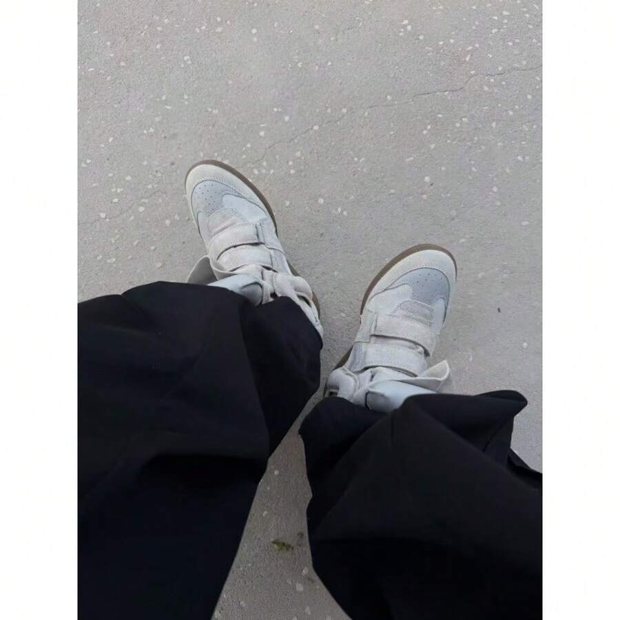 New 2026 Women's Casual Sneakers With Hidden Wedge, High-Top, Combined, Flat - 白色 - 查看 1
