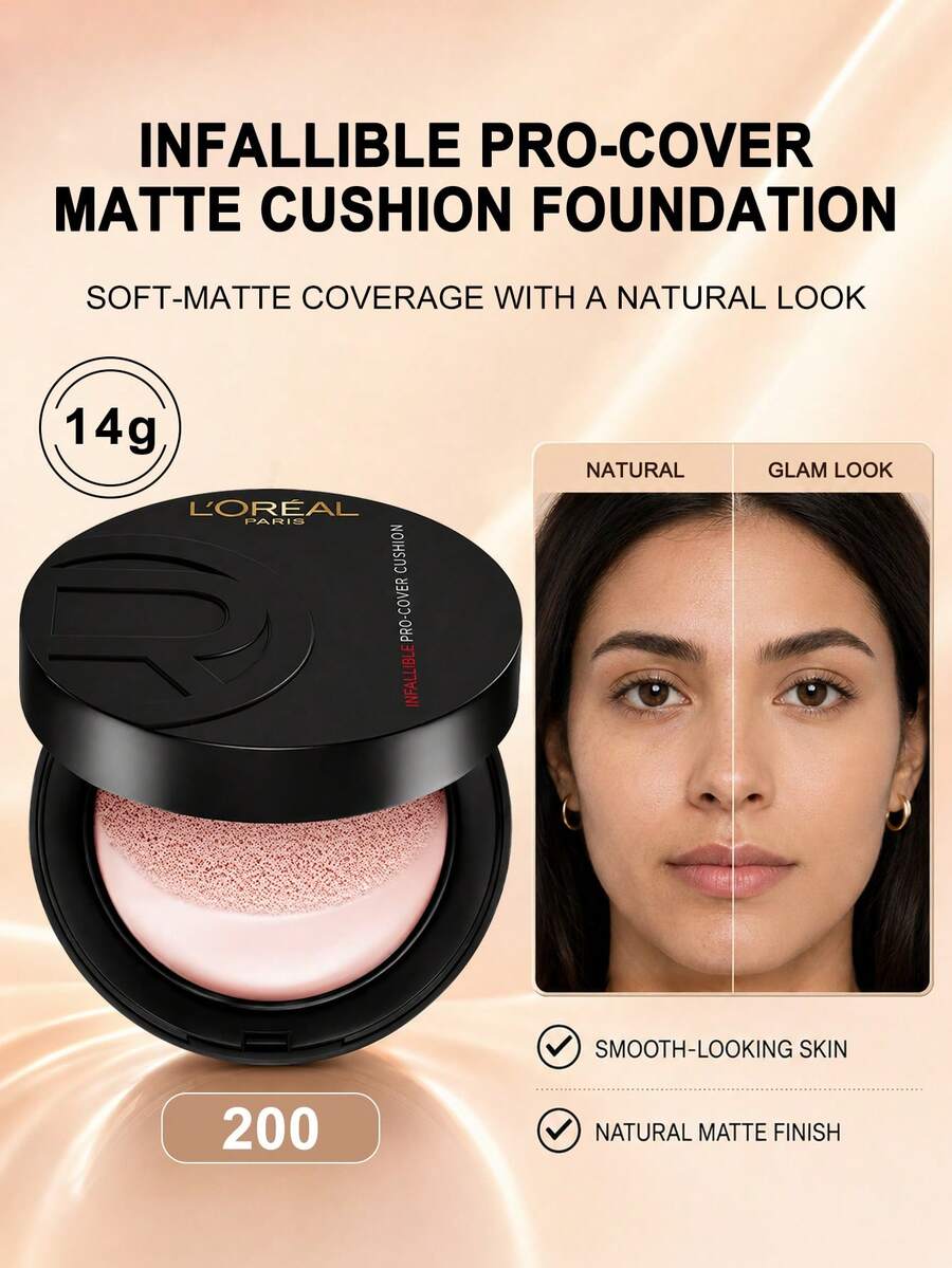 L'Oreal Infallible Cushion Foundation Soft Matte Buildable Coverage 200 - 14g - #200 - View 1