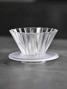 1pc Glass Coffee Dripper Coffee Filter Borosilicate Glass Coffee Dripper Filter Cup With Black Walnut Holder With Silicone Suitable For Home Office - Origami Funnel - View 6