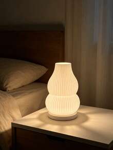 1pc Cream Style Vertical Striped Gourd Lamp Shade, Translucent Table Lamp Shade, Homestay Living Room Atmosphere Light Replacement Outer Lamp Shade - Gourd Lampshade - View 6