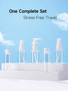 MINISO 旅行分裝瓶套組 5 件組，可重複填充便攜式盥洗液分裝瓶與噴霧瓶，適用化妝品、洗髮精、乳液 - 5件 - 查看 2