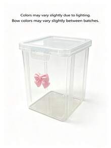 1 pieza Caja de almacenamiento de accesorios para el cabello transparente con decoración de lazo, adecuada para la decoración de la guardería y la decoración de la habitación de los niños - Multicolor - Ver 9