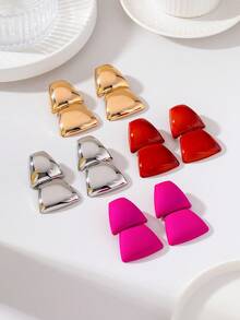 1 Pair Fashionable Retro Geometric Glossy Enamel Women's Earrings - Geometric Painted Earrings - View 1