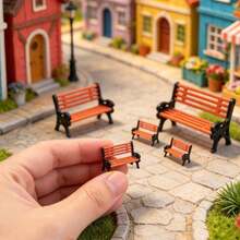 Mini Park Bench Model, Plastic Micro Landscape Ornament, Simulation Street Park Chair For Diorama, Railway Scenery, Dollhouse Scene Building Decor - H - View 12