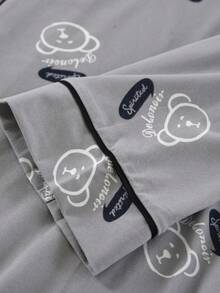 2pcs/Set Men's Long Sleeve Lapel Pajama Set, Loose Fit Comfortable Loungewear Cardigan, Suitable For Spring And Autumn - Light Grey - View 7