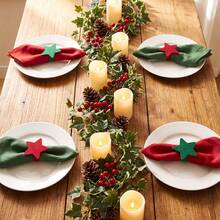 12pcs Christmas Star Felt Napkin Rings, Simple Red & Green Color Star Napkin Rings, Christmas Star Felt Napkin Rings Table Decor, Suitable For Christmas Home, Restaurant, Hotel, Banquet Table Decoration - Multicolor - View 6
