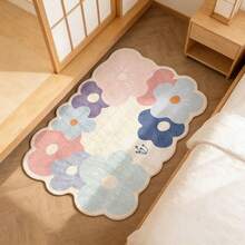 1pc Small Fresh Imitation Cashmere Floor Mat, Sofa And Coffee Table Blanket, Household Carpet, Dirt Resistant And Easy To Maintain Bedroom Bedside Blanket - Multicolor - View 2