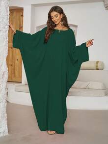 Jubah Panjang Lengan Kelelawar, Pakaian Panjang Elegan Longgar Ukuran Besar, Cocok untuk Acara Kasual Sehari-hari Wanita Timur Tengah - MultiWarna - View 12
