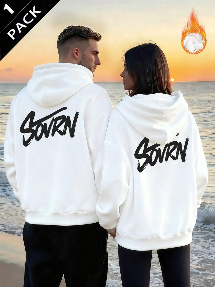 Women's Men's Casual Hooded Sweatshirt Pullover With Drawstring, LongDropShoulder Sleeve, Rib-Knit Hem& War Lined Fleece Perfect For Streetwear Style - White - View 1