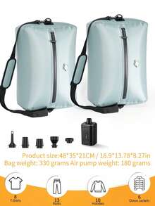 1/2pcs Black & Blue Vacuum Storage Bags, Airtight Zipper Reusable With Pump Storage Box, Large Size For Travel, Clothing, Bedding, Coats, Electric Pump, Airtight Zipper, Space-Saving Compression Travel Luggage Storage Bag - View 17