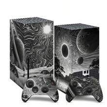 Series X Console & Controller Skin Sticker Set, Black & White Space Planet Eclipse Art Pattern, Waterproof, Scratch-Resistant, Durable, Removable, No Residue, PVC Vinyl Protective Film - View 10