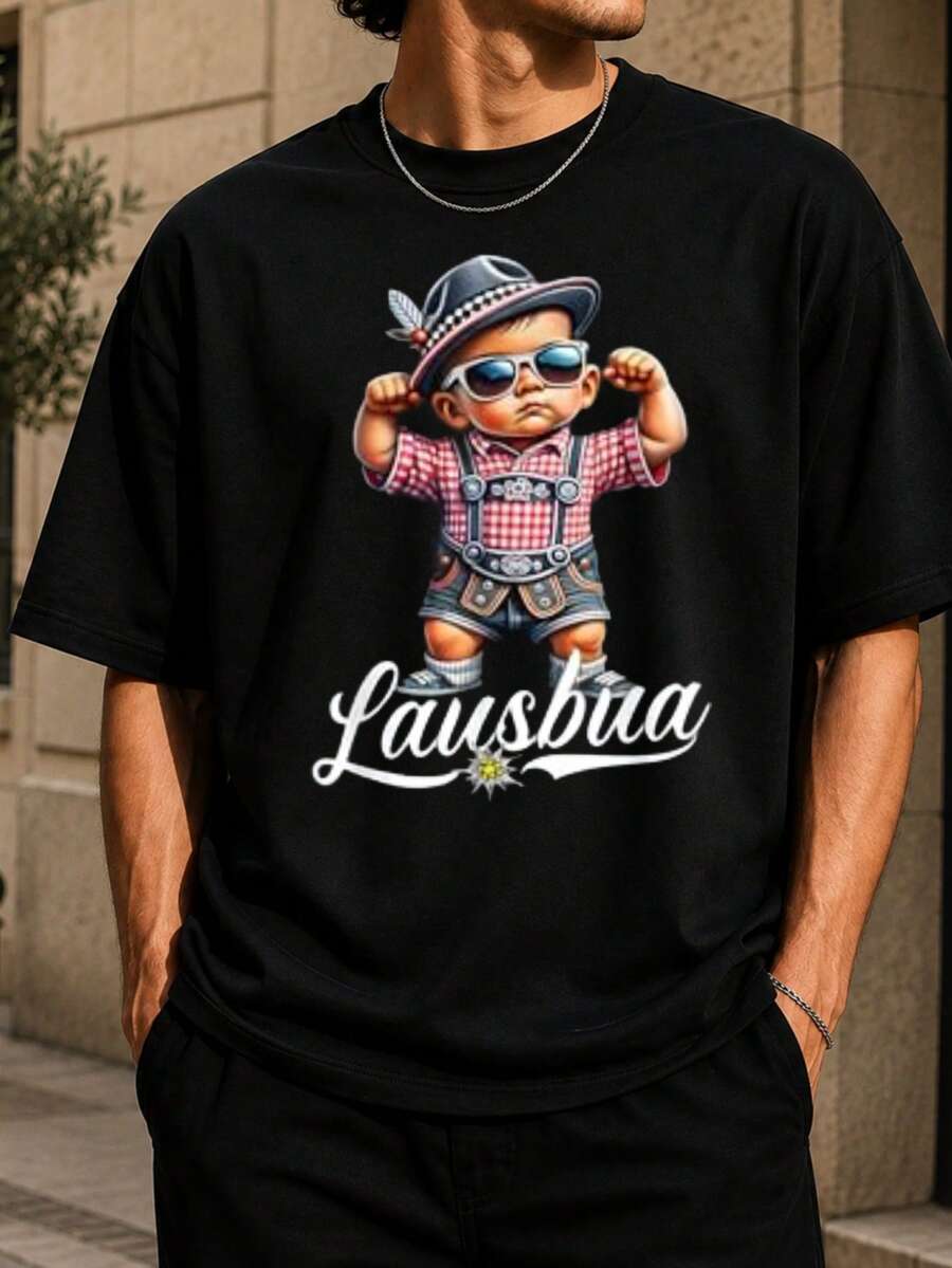 ChristmasMen'S-Shirts-Shirt With Lausbua In Lederhosen Alpine Hat Edelweiss Accent And Cute Bavarian Rascal VibeHot Item