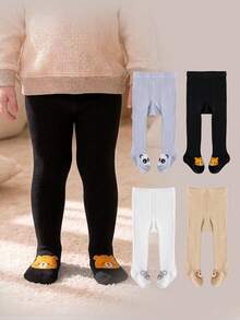 1/4 Pairs Spring/Autumn New Baby/Girl Footed Socks/Tights, Cartoon Cute Panda/Koala/Bear/Tiger Pattern Decoration, Skin-Friendly Comfortable Soft Fashion Versatile Dance Sports Base Socks, Suitable For Spring/Autumn Daily Wear Or Holiday Gifts, Multiple Combinations Available - Multicolor - View 15