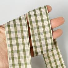 2 Yards 2026 New Plaid Ribbon, Bouquet Decoration Satin Ribbon, Suitable For Handmade Bouquets, Gift Wrapping, Party Decor, Floral Design, Gift Ribbon, Event Decoration, Floral Ribbon - 1 Pc Green - View 2