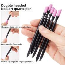 Double-Ended Quartz Nail Cuticle Pusher, Manicure Dead Skin Removal Tool - Black - View 6