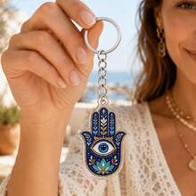 2D Flat, 10pcs Evil Eye Acrylic Keychains, Turkish Amulet, Blue Eye & Hamsa Hand Design Pendant, For Backpack/Bag Key Hook, Lucky Charm Gift, Ideal Gift For Bohemian Style Enthusiasts, Suitable For Home - View 9