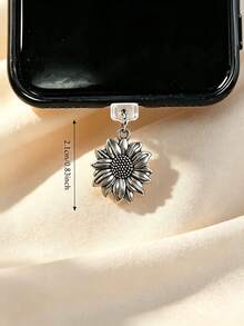 2pcs Sunflower Decorative Phone Dust Plug Anti-Oxidation Plug Compatible With IPhone Android Type-C Charging Port Cute Floral Decorative Accessory - Multicolor - View 4