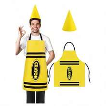 1pc/Set Unisex Colorful Apron Role Play Costume Set, Includes Colorful Apron And Cone Hat, Suitable For Party Games Role Play, World Book Day And Adult Dress Up - Multiple Styles - View 28
