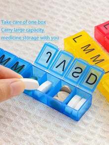 2/1pc Portable Mini Pill Box, Letter Pill Case, Cute Pink 7-Day Travel Medication Storage Container, Compartment Organizer, Portable Morning & Night Pill Holder - one-size - View 5