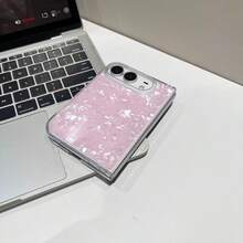 1 قطعة بطانية هاتف قابل للطي بتصميم مرآة ونقشة صدفة بلون موحد، كفر حماية نحيف وخفيف الوزن للهاتف الذكي، جراب هاتف عصري، هدية للعودة إلى المدرسة وحفل الافتتاح وعيد الميلاد وهدية للأزواج، متوافق مع Apple 18 Fold و iPhoneDuo - متعدد الألوان - مشاهدة 11