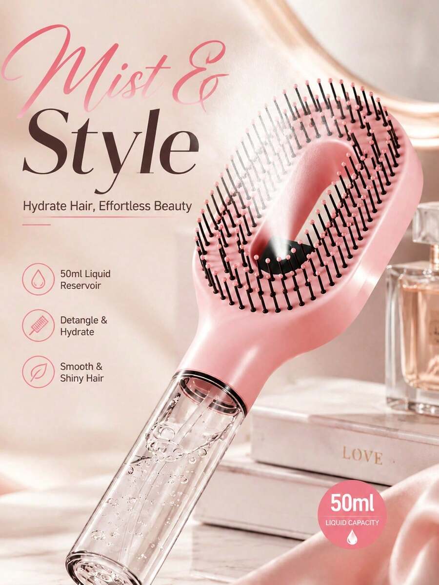 2-In-1 Spray Hair Comb, Built-In Water Spray Function, Suitable For Wet And Dry Hair, Suitable For Women With Curly/Thick Hair, Suitable For Curly, Straight, Wavy Hair, Moisturizing Hair Comb, Curly Hair Comb, Hair Accessory Travel Essential