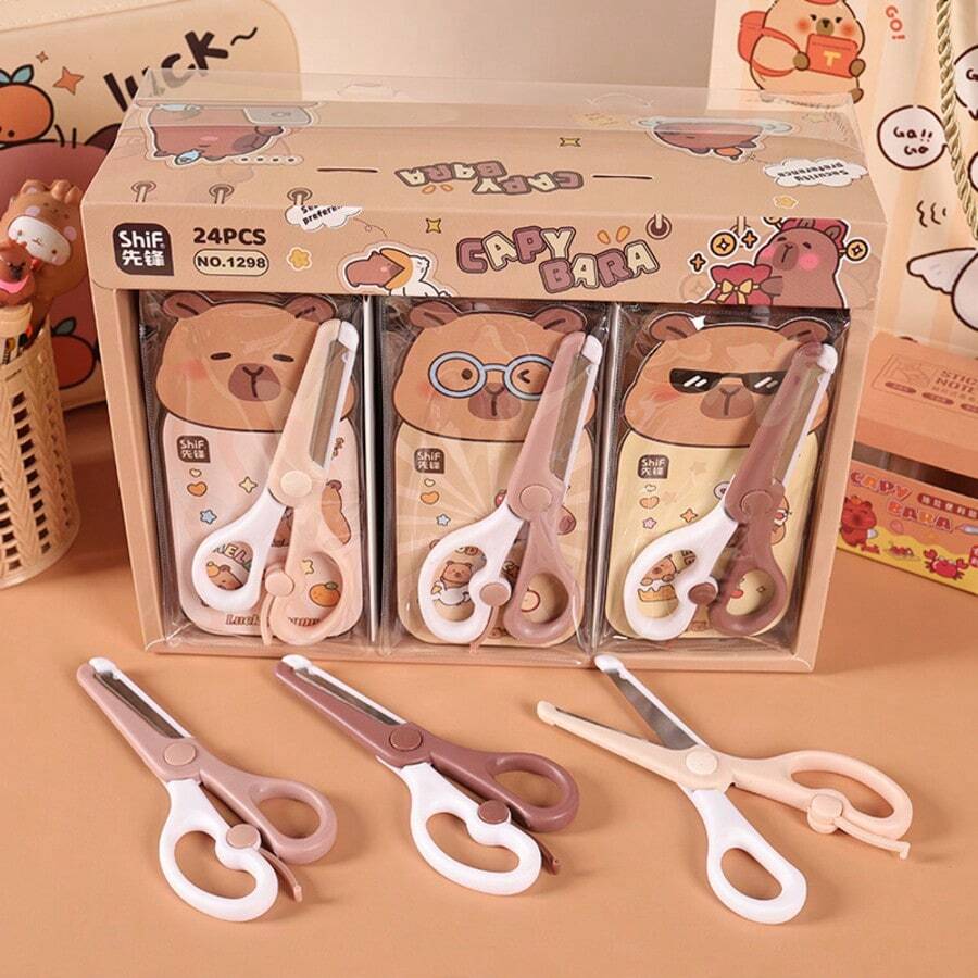 1pc Random Capybara Cute Children's Safety Scissors, Effort-Saving Scissors For Students, Scrapbooking, Cutting, Art And Craft