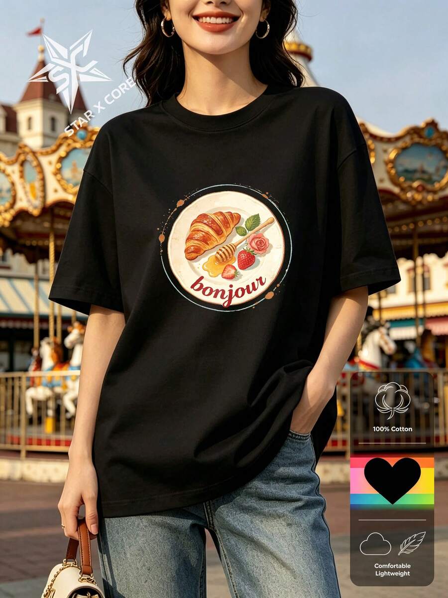 Women T-Shirts - 黑色 - 查看 1