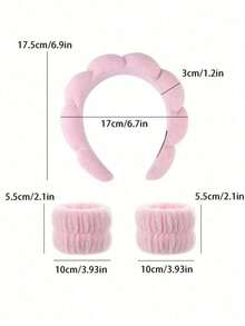 Pink Velvet Headband, Non-Slip Spa Hair Accessory, Suitable For Face Washing, Makeup, Skincare Routine And Daily Styling - Pink - View 3