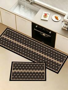 1 Pieza Alfombra de Cocina con Patrón de Flores Escarchadas Marrones, de 3.5 Mm de Goma Suave que Absorbe el Agua y es Fácil de Limpiar. Adecuada para Pasillos, Baños, Salas de Estar, Alfombras de Puerta Exterior y Toiletes. Utilizable Durante Todo el Año y para Diversas Festividades. - Multicolor - Ver 10