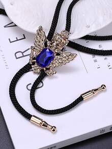 1Pc American-Style Crown Wings Bollo Tie, Denim Woven Bollo Tie, Lady's Shirt Collar String For Formal Evening Dress Accessories, Gift For A Friend - Multicolor - View 7
