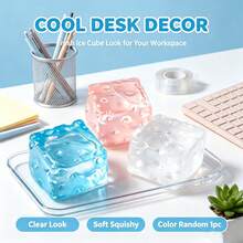 1pc Random Color Clear Ice Cube Squeeze Squishy Toy, Soft Malt‑Textured Slow‑Rebound Fidget Toy, Anxiety Relief Novelty Toy, Perfect Goodie Bag Fillers & Classroom Prize For Children - Multicolor - View 4