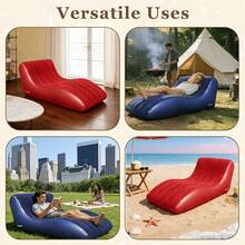 Outdoor Camping Inflatable Sofa, Portable Inflatable Sofa, Single Size Sofa Bed, Comfortable Outdoor Inflatable Sofa, Durable Indoor/Outdoor Inflatable Sofa, Inflatable Sofa With Armrests For Adults, Flocked Surface Indoor Inflatable Lounge Chair, Portable Inflatable Sofa Suitable For Movie Night, Outdoor Inflatable Sofa - Multicolor - View 12