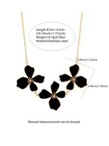 VceTd 1PC/2PCS Fashionable Elegant Asymmetrical Four-Leaf Clover Design Stainless Steel Women's Jewelry Set Suitable For Daily Wear Or Party - Yellow Gold - View 10