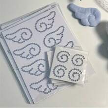 5/3/1pc Korean Silver Wing Rhinestone Stickers - Self-Adhesive Dreamy Cartoon Design, Shiny Wings And Hearts, Rectangular Plastic Decals, Suitable For Scrapbooking, Journals, Planners, Handmade Crafts - Durable Shiny Surface, Single-Use Decorative Stickers - Wings - View 7