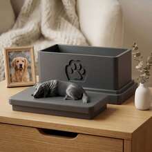 1 Pc 3D Printed PLA Dog Urn, Sleeping Dog Memorial Ashes Box, Paw Print Relief Rectangular Lid, Lightweight & Durable Pet Cremation Keepsake Storage For Collar, Loss Of Dog Gift - Multicolor - View 7