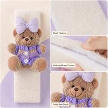 1pc Car Seat Belt Shoulder Pad, Cute Teddy Bear Design Detachable Decor, Soft Polyester Plush Cover, Essential Car Interior Decoration For Women, 24*6cm, 5 Styles Available - Seat Belt Shoulder Pads - View 8