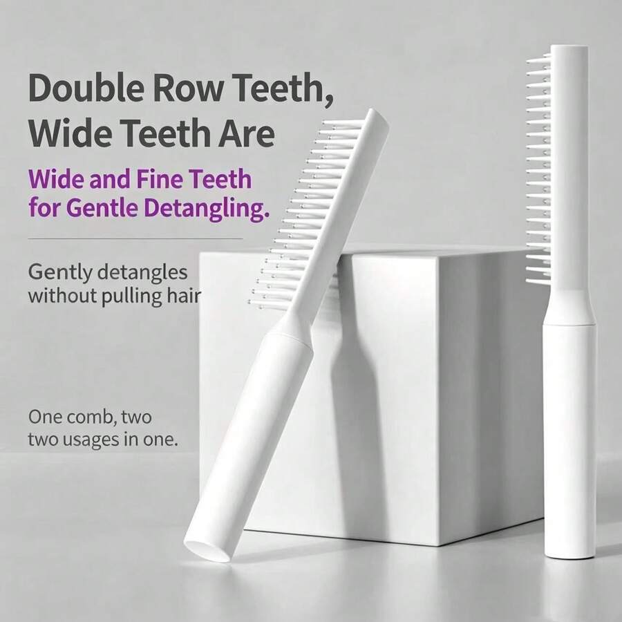 Double-Row Offset Tooth Comb, Home Detangling Hairbrush, Anti-Tangle Wet & Dry Hair Comb - Pink - View 1
