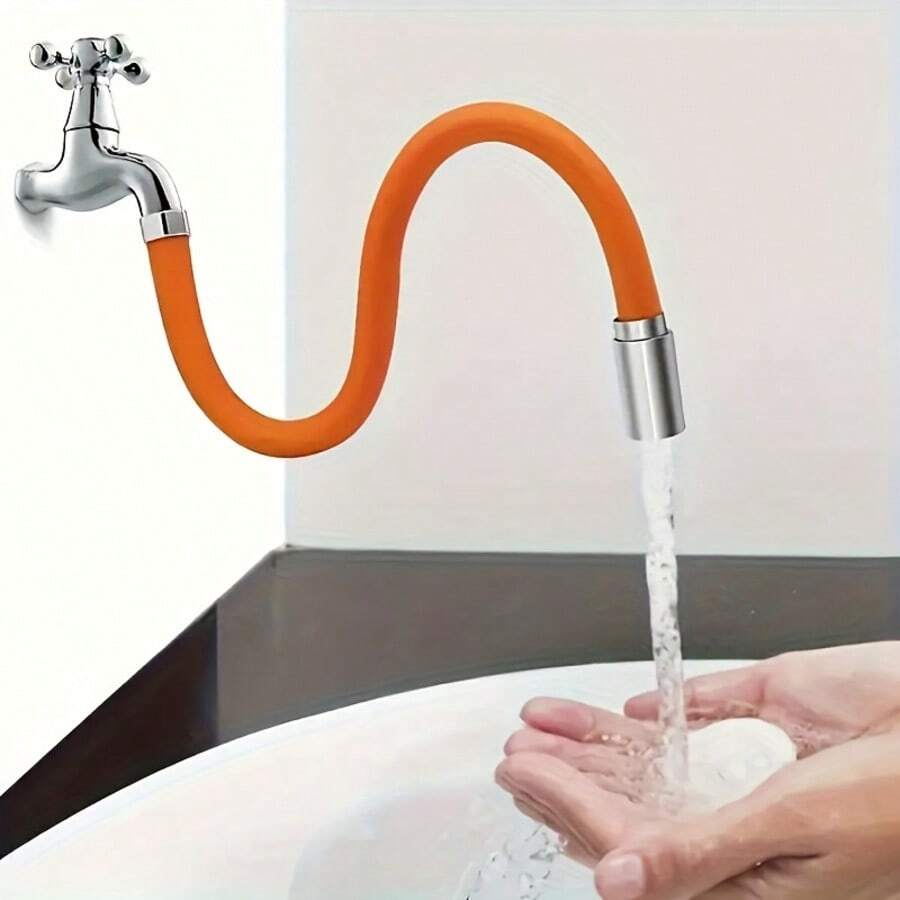 1 Set Faucet Extension Hose + Faucet Connector, Extended Anti-Splash Water Extender, Flexible Bendable Rotating Extension Spout, 360° Swivel Adjustable Curved Faucet, Universal Splash-Proof Extension Tube